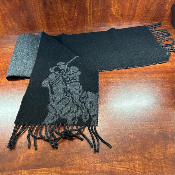 Polo by Ralph Lauren Charcoal Scarf Reversible NWOT - Picture 2 of 3